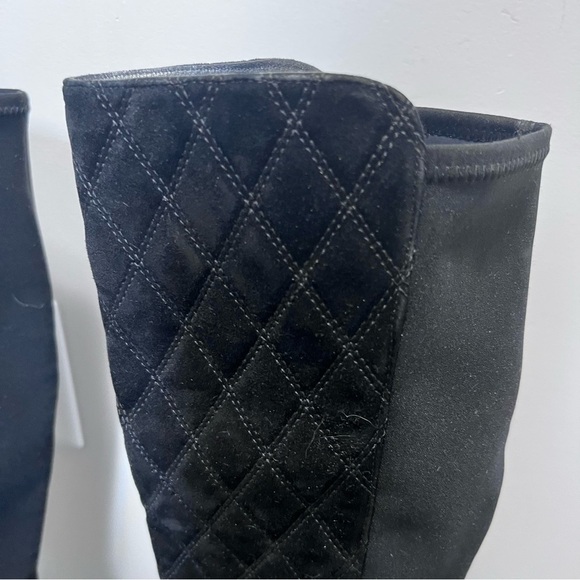 Stuart Weitzman Black Quilted Suede Boots Size 9 - Picture 9 of 15